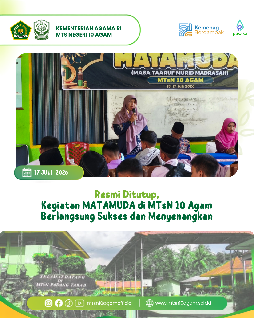 Resmi Ditutup, Kegiatan MATAMUDA di MTsN 10 Agam Berlangsung Sukses dan Menyenangkan