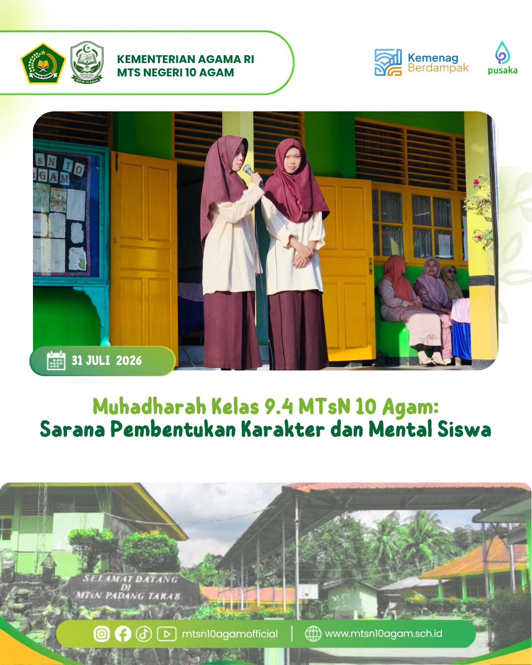 Muhadharah Kelas 9.4 MTsN 10 Agam: Sarana Pembentukan Karakter dan Mental Siswa