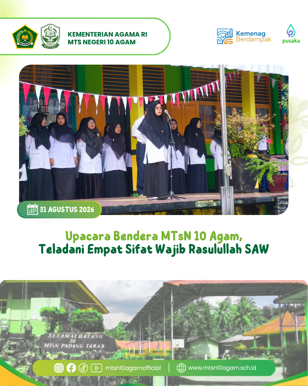 Upacara Bendera MTsN 10 Agam: Waka Humas Ajak Teladani Empat Sifat Rasulullah